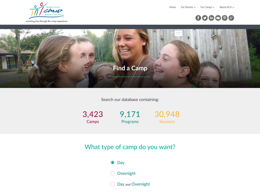 American Camp Association - Find a Camp Home Page